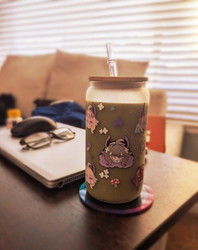 Frosted Glass Cup + Acrylic Coaster